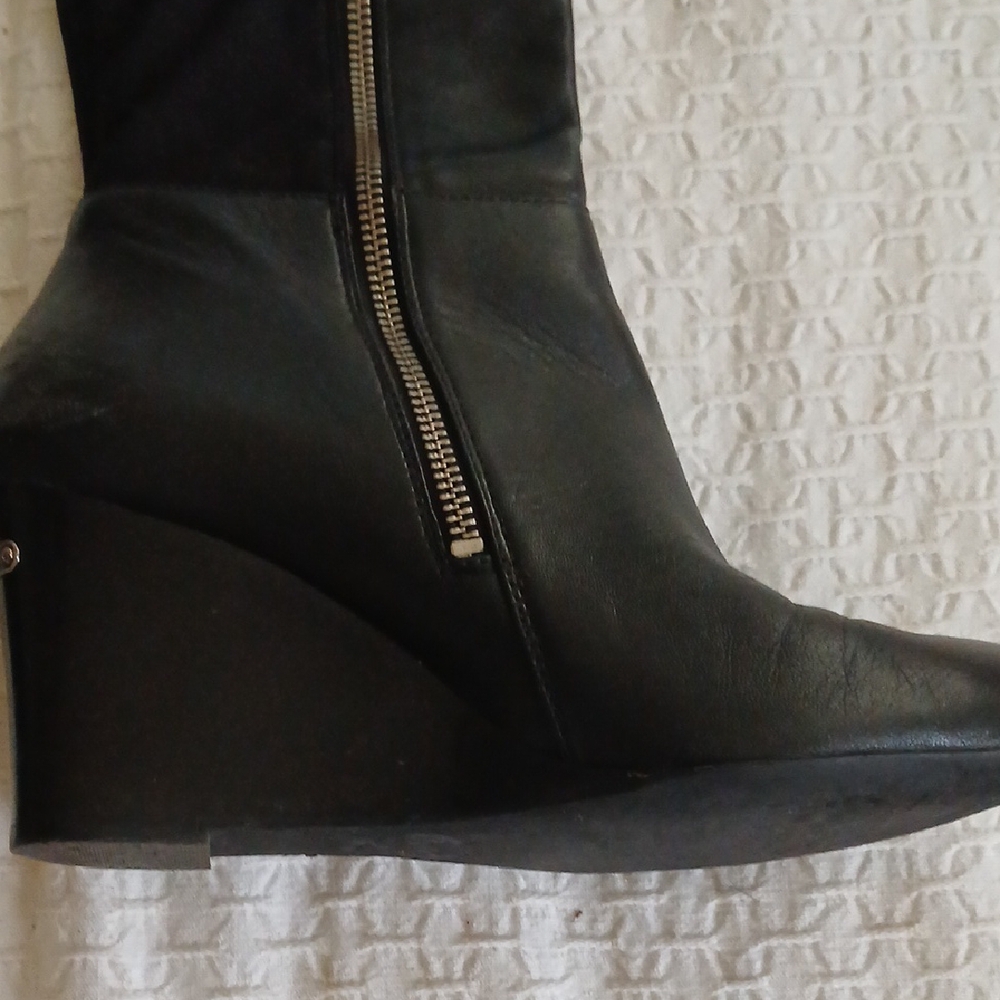 Michael Kors Black Leather Wedge Shoes 7.5 - Picture 6 of 6